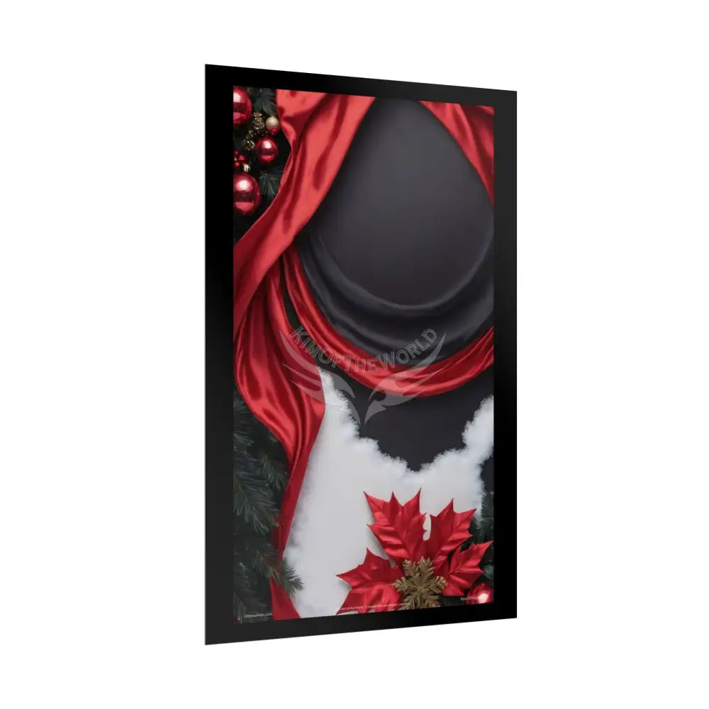 Gothic Satin Holiday Art Poster — Black & Red Fashion Bedroom Prints (Rolled) Poster