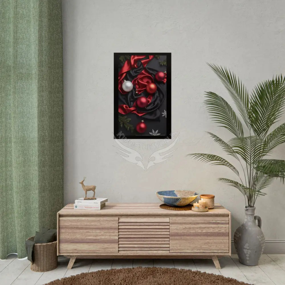 Gothic Satin Holiday Art Poster — Black & Red Fashion Bedroom Prints (Rolled) Poster
