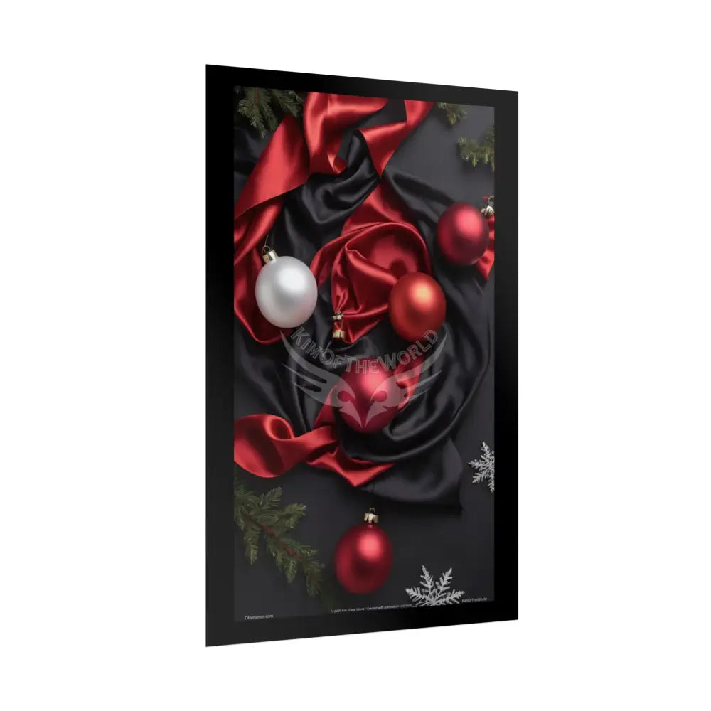 Gothic Satin Holiday Art Poster — Black & Red Fashion Bedroom Prints (Rolled) Poster