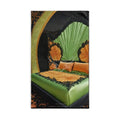 Gothic Satin & Lace Hand Towel — Green Trim Tea Towel White base / 28’’ × 16’’ Home Decor