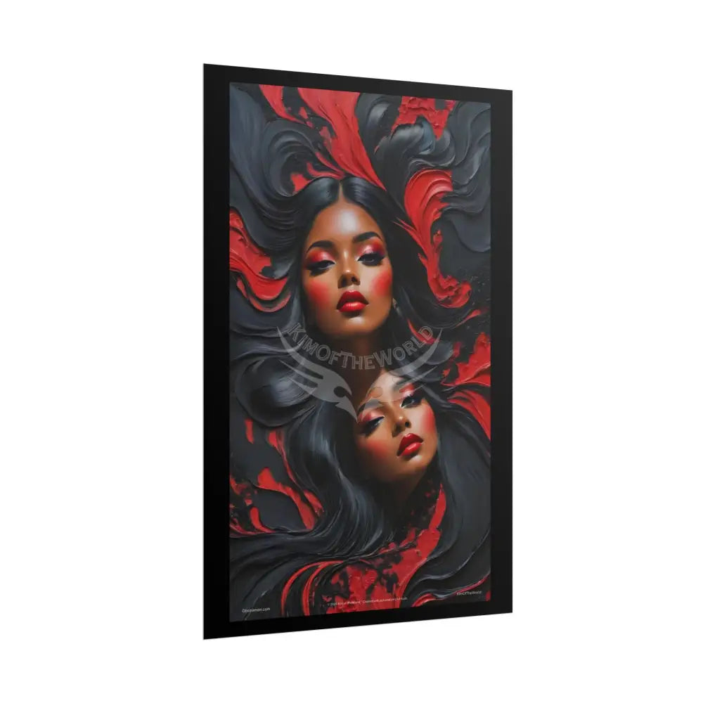 Gothic Satin Lady Magazine Cover Art Poster — Queens Black & Red Fashion Bedroom Prints (Rolled) Poster