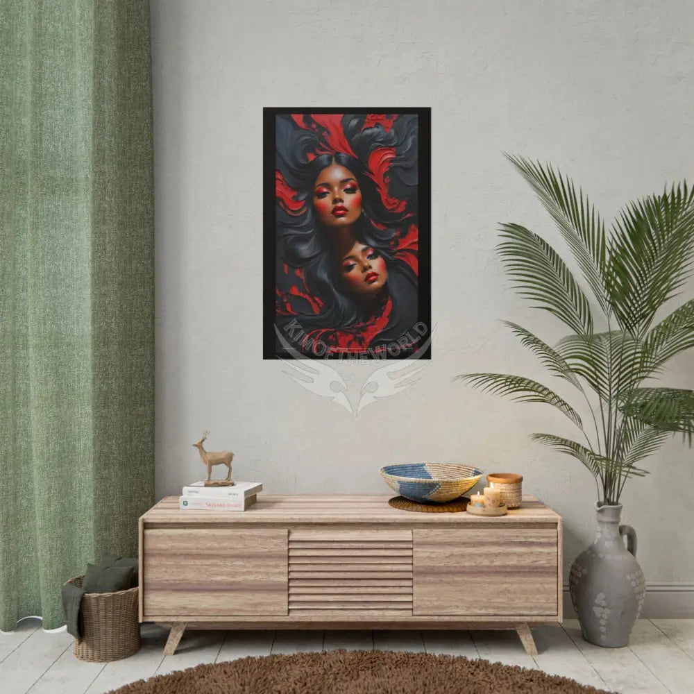 Gothic Satin Lady Magazine Cover Art Poster — Queens Black & Red Fashion Bedroom Prints (Rolled) Poster