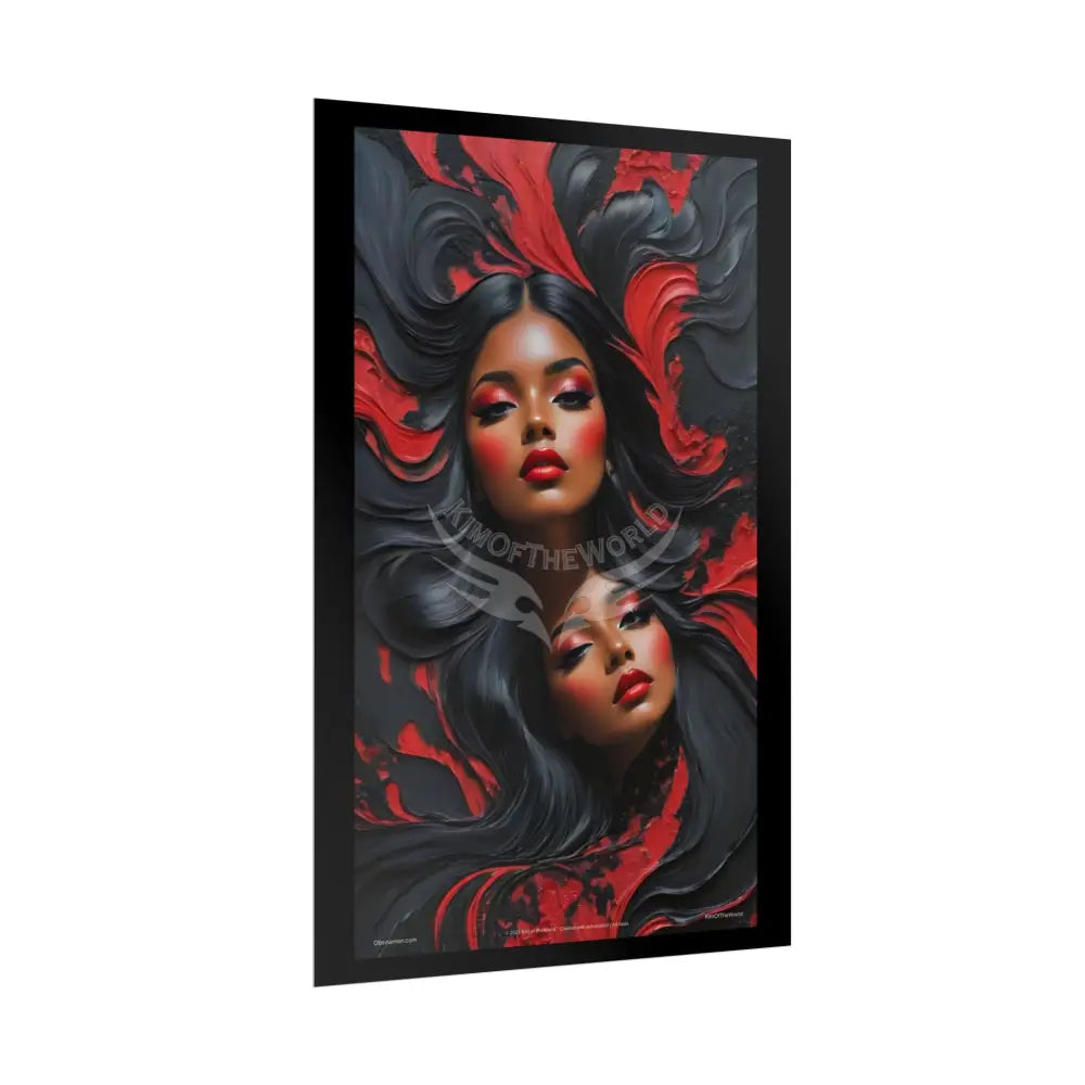 Gothic Satin Lady Magazine Cover Art Poster — Queens Black & Red Fashion Bedroom Prints (Rolled) Poster