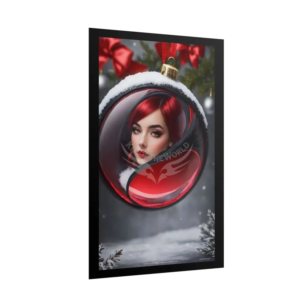 Gothic Satin Lady Ornament Holiday Art Poster — Black & Red Fashion Bedroom Prints (Rolled) Poster