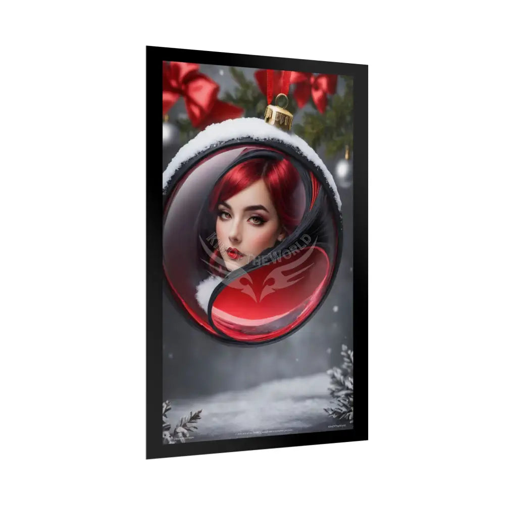 Gothic Satin Lady Ornament Holiday Art Poster — Black & Red Fashion Bedroom Prints (Rolled) Poster