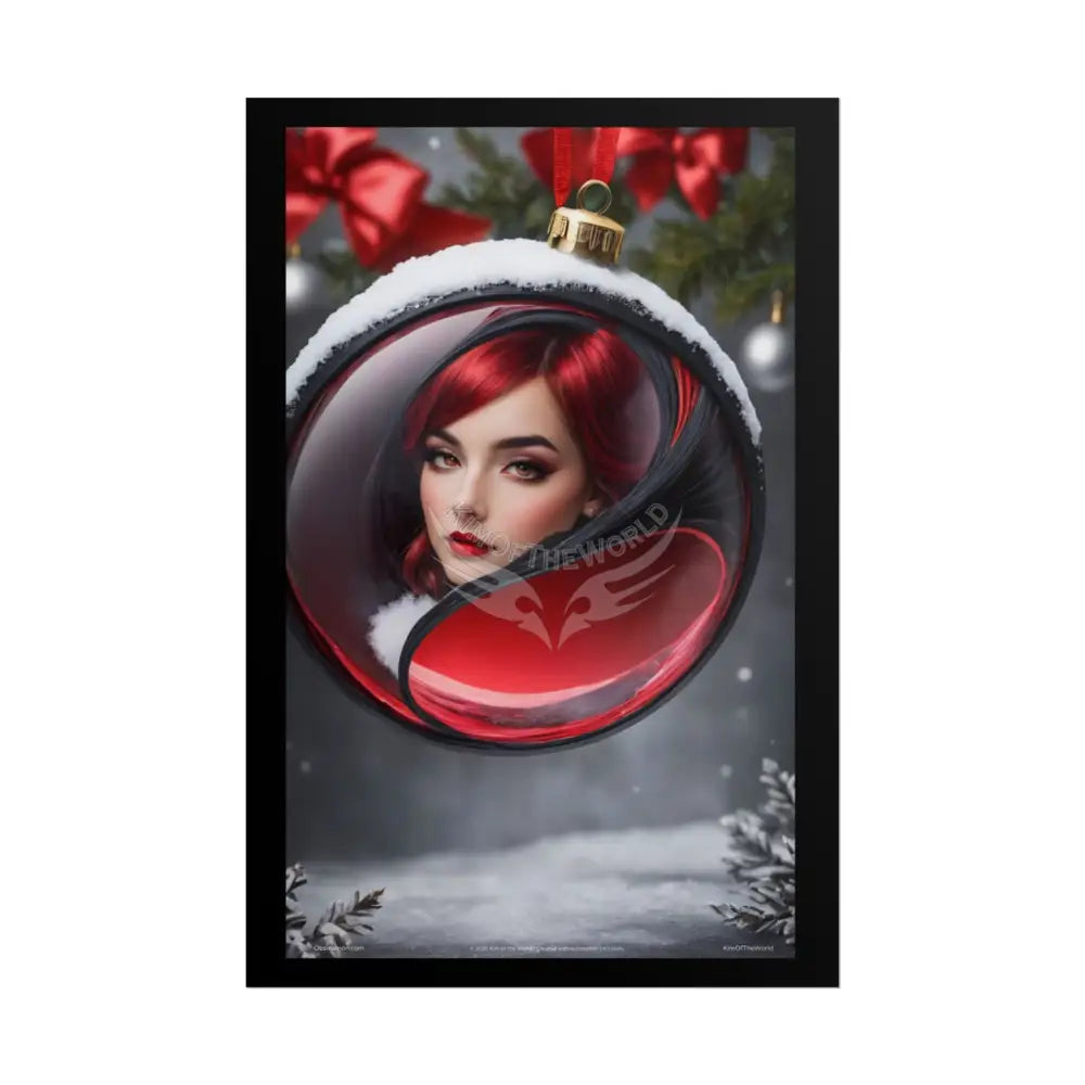 Gothic Satin Lady Ornament Holiday Art Poster — Black & Red Fashion Bedroom Prints (Rolled) 20″ x 30″ (Vertical)