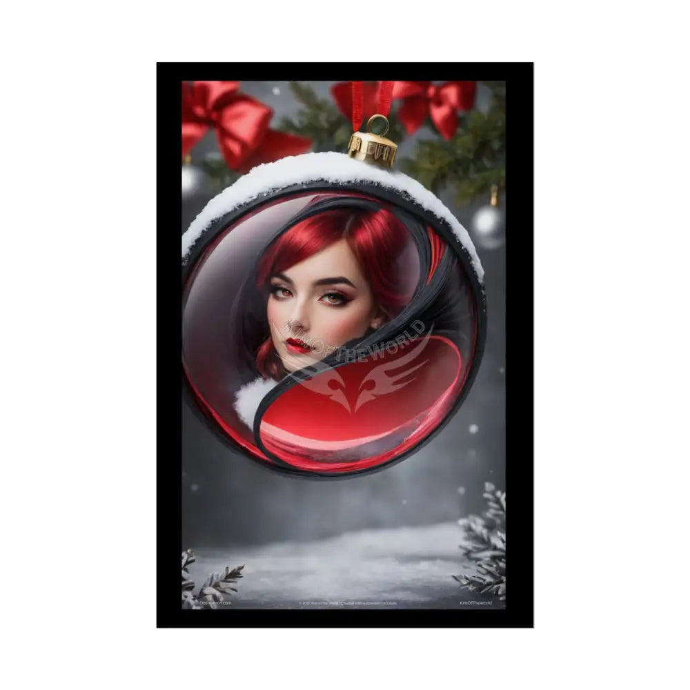 Gothic Satin Lady Ornament Holiday Art Poster — Black & Red Fashion Bedroom Prints (Rolled) 24’’ x 36’’ (Vertical)