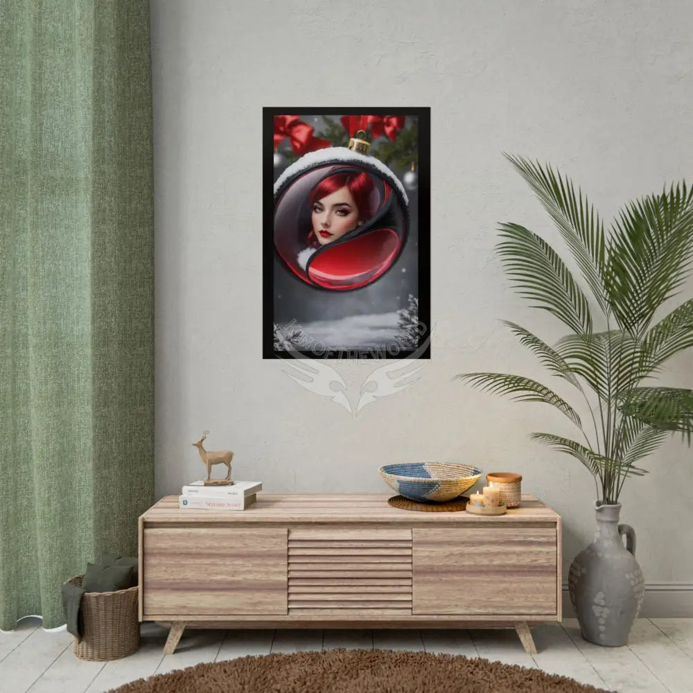 Gothic Satin Lady Ornament Holiday Art Poster — Black & Red Fashion Bedroom Prints (Rolled) Poster