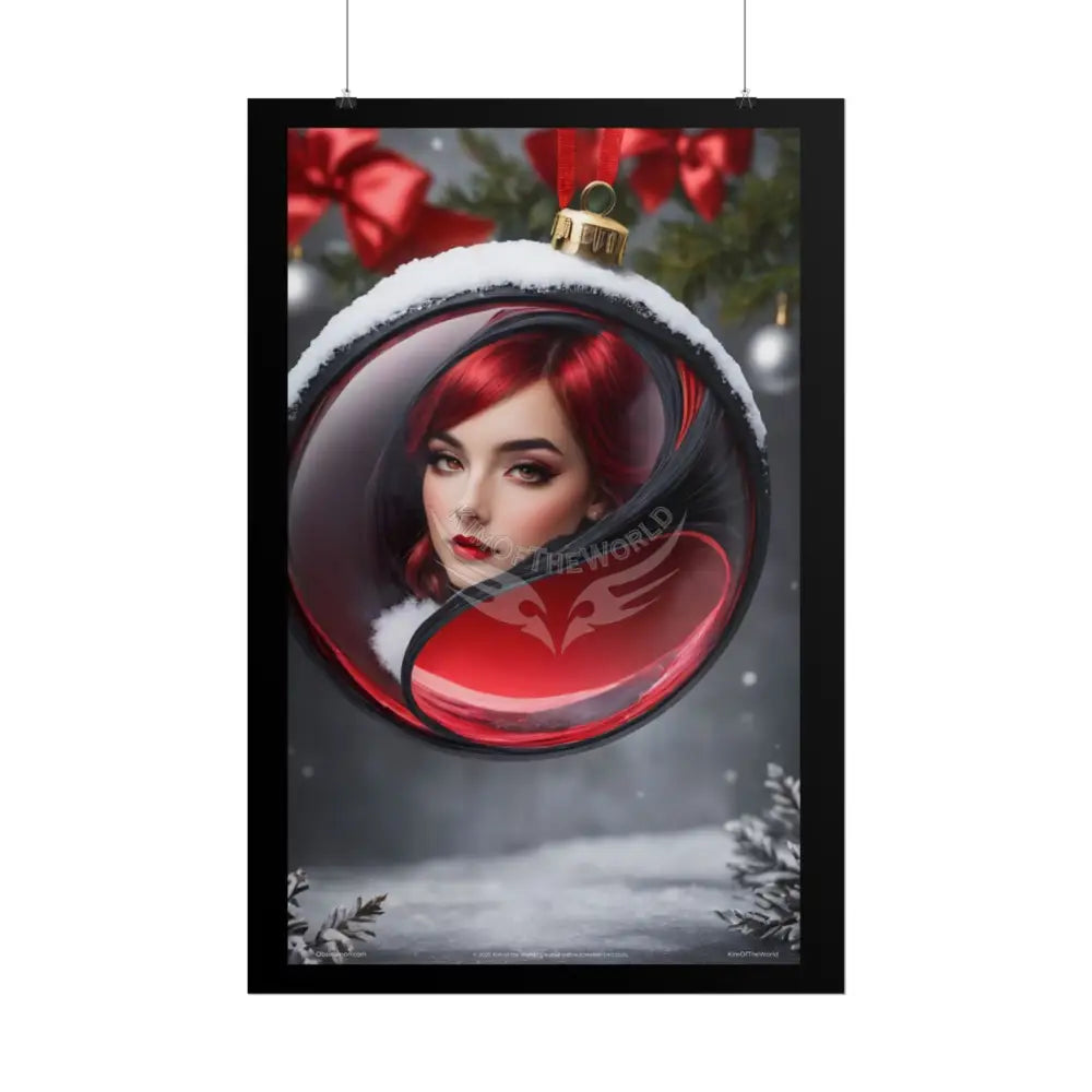 Gothic Satin Lady Ornament Holiday Art Poster — Black & Red Fashion Bedroom Prints (Rolled) Poster