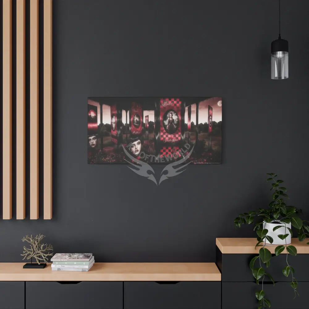 Gothic Satin Land Red & Black Matte Canvas Wall Art Canvas