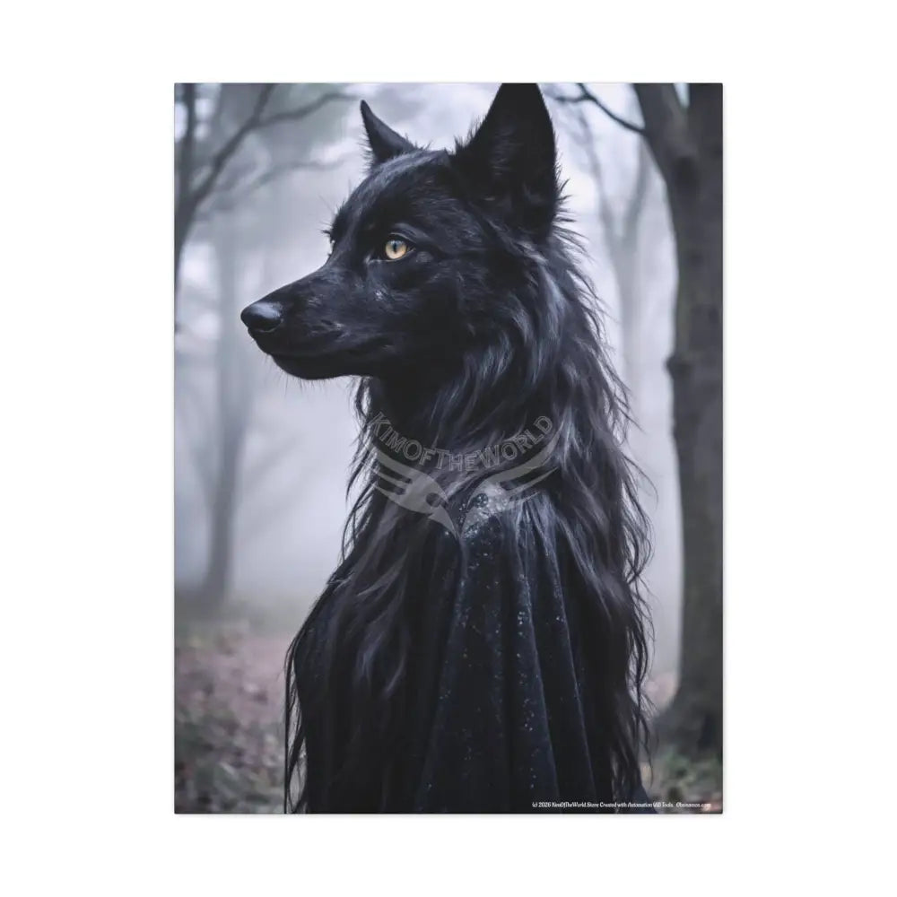 Gothic She-Wolf Dark Howler Fantasy Canvas Print — Matte Stretched Wolf Lady Wall Art 30’’ x 40’’ (Vertical) / 1.25’’