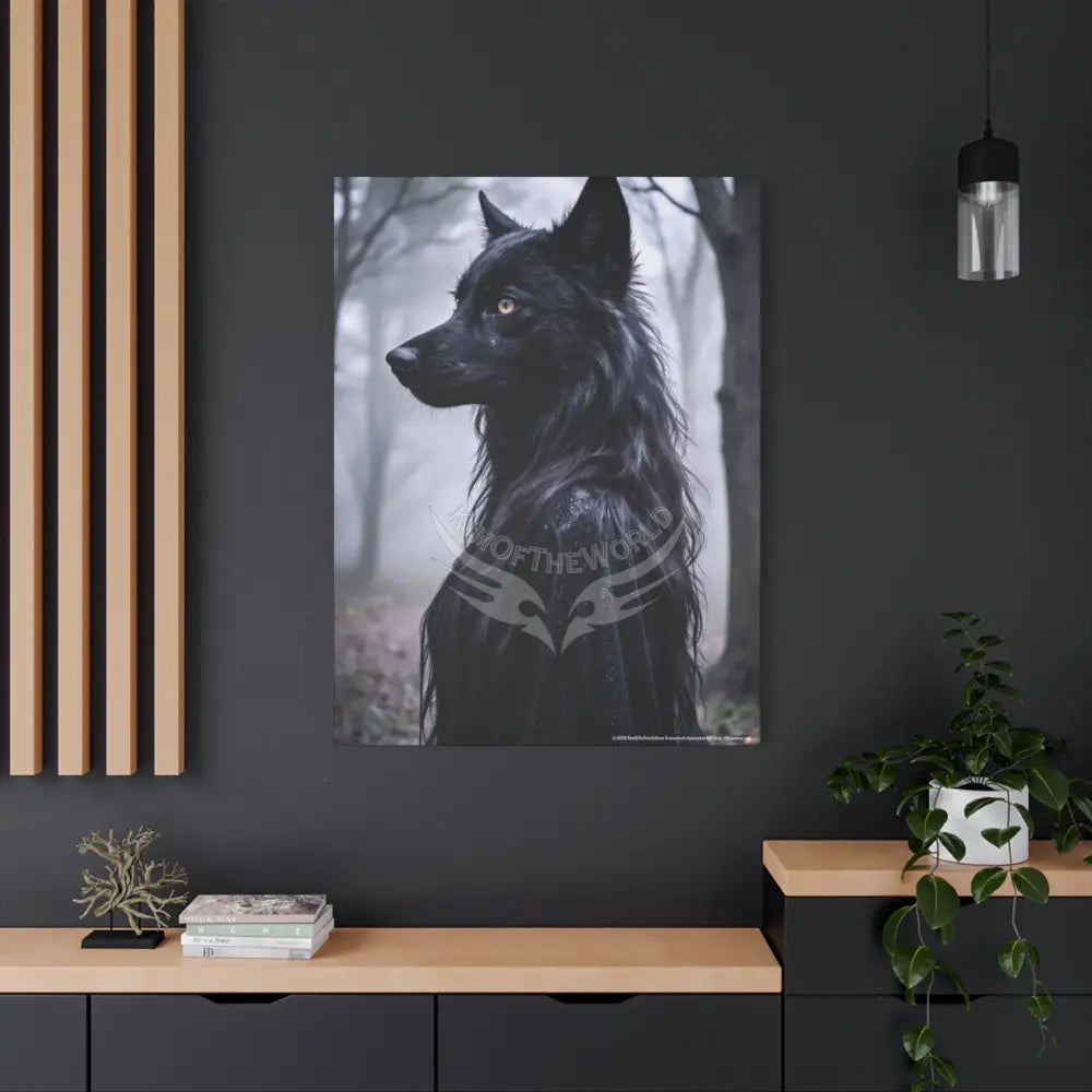 Gothic She-Wolf Dark Howler Fantasy Canvas Print — Matte Stretched Wolf Lady Wall Art Canvas