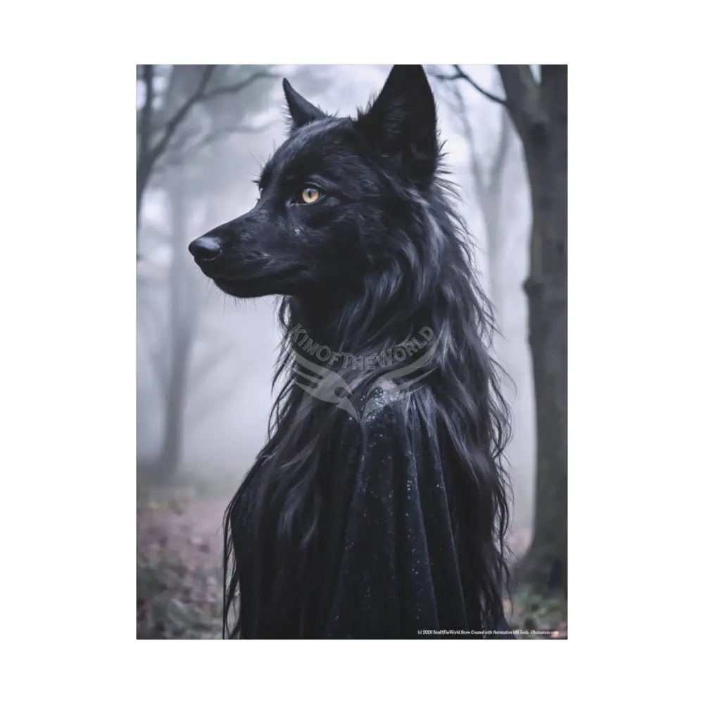 Gothic She-Wolf Dark Howler Fantasy Canvas Print — Matte Stretched Wolf Lady Wall Art 36’’ x 48’’ (Vertical) / 1.25’’