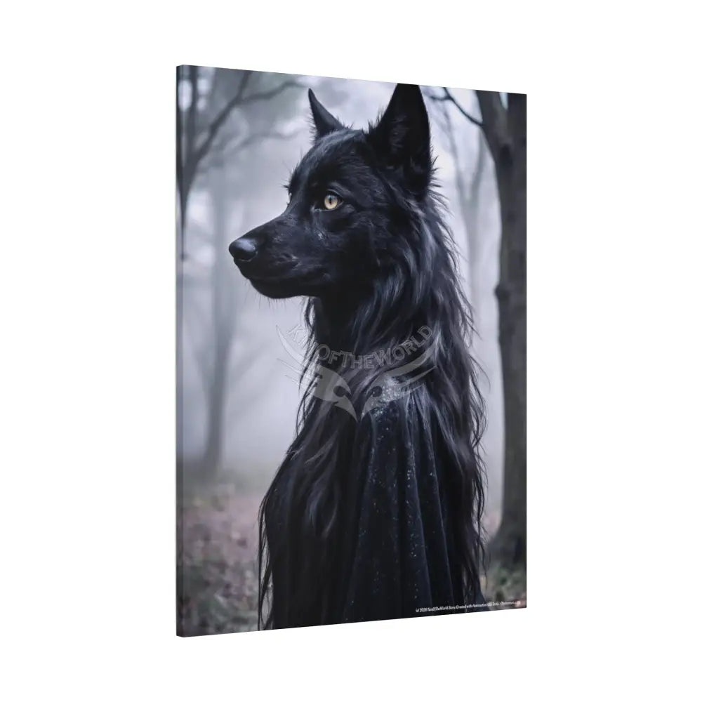 Gothic She-Wolf Dark Howler Fantasy Canvas Print — Matte Stretched Wolf Lady Wall Art Canvas