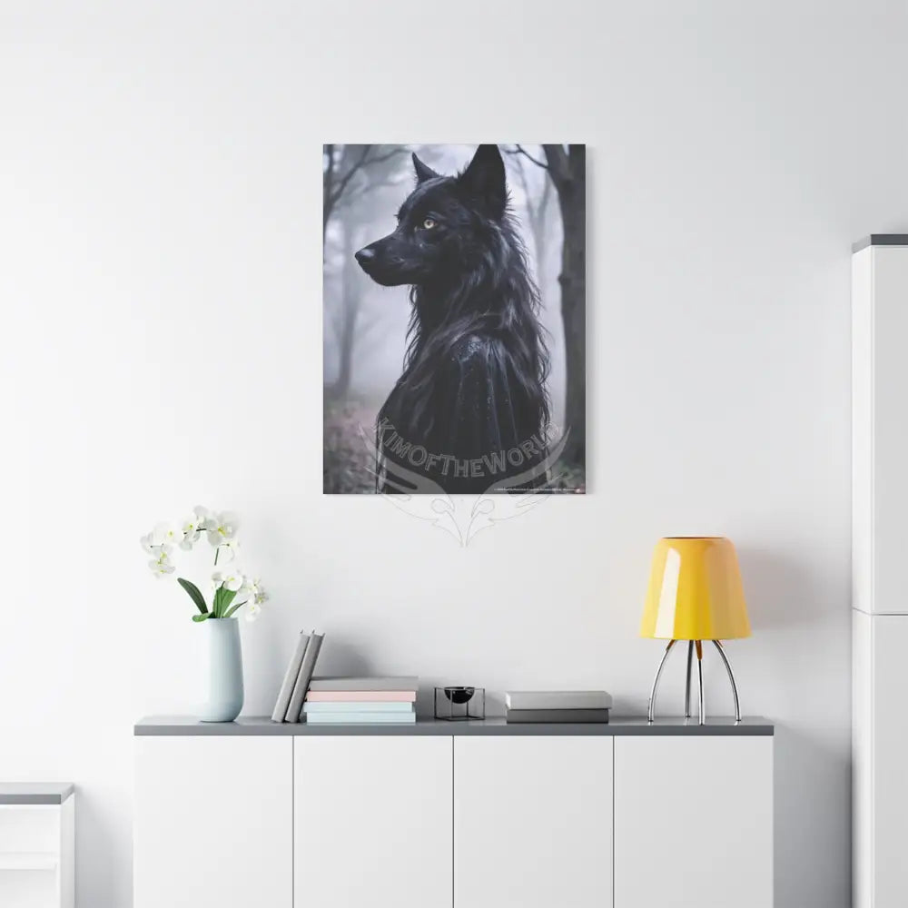 Gothic She-Wolf Dark Howler Fantasy Canvas Print — Matte Stretched Wolf Lady Wall Art Canvas