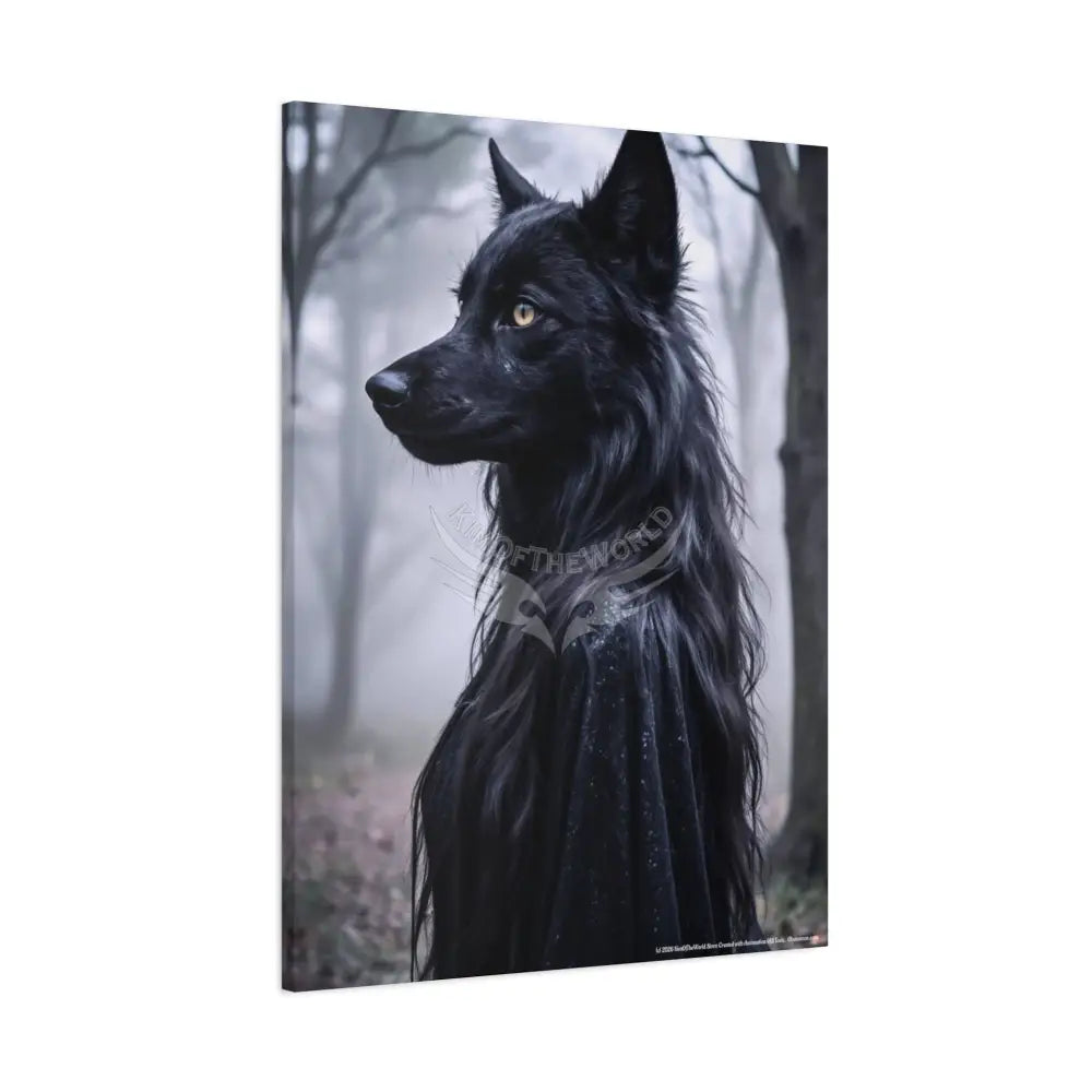 Gothic She-Wolf Dark Howler Fantasy Canvas Print — Matte Stretched Wolf Lady Wall Art Canvas