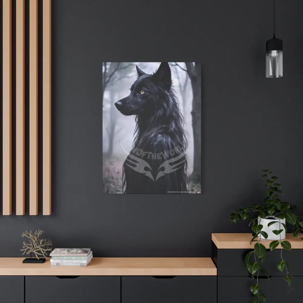 Gothic She-Wolf Dark Howler Fantasy Canvas Print — Matte Stretched Wolf Lady Wall Art Canvas