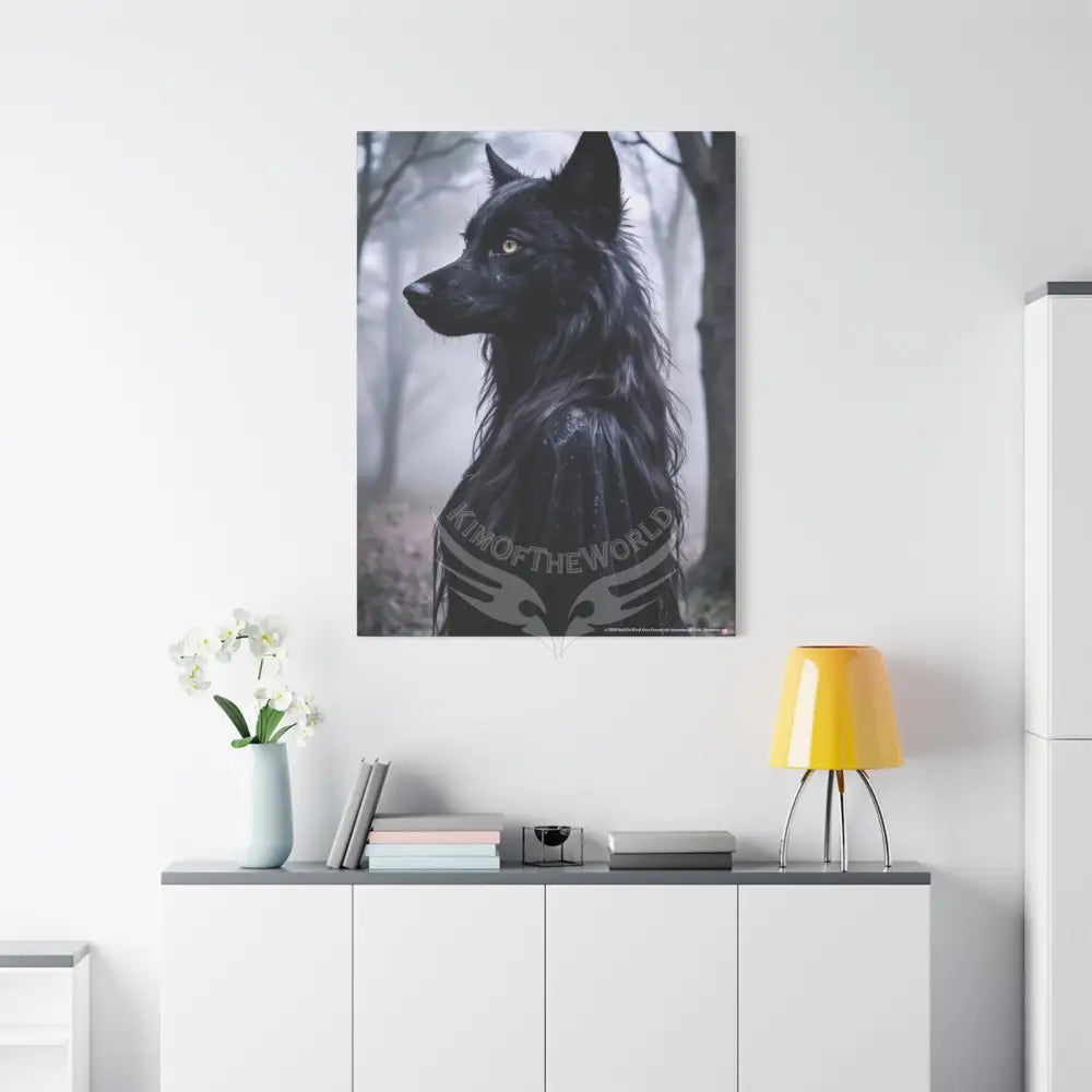 Gothic She-Wolf Dark Howler Fantasy Canvas Print — Matte Stretched Wolf Lady Wall Art Canvas