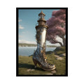 Gothic Steampunk High Heel Lighthouse Fetish Boot Riverside Art Print Poster 18″ x 24″ (Vertical) / Semi Glossy Poster