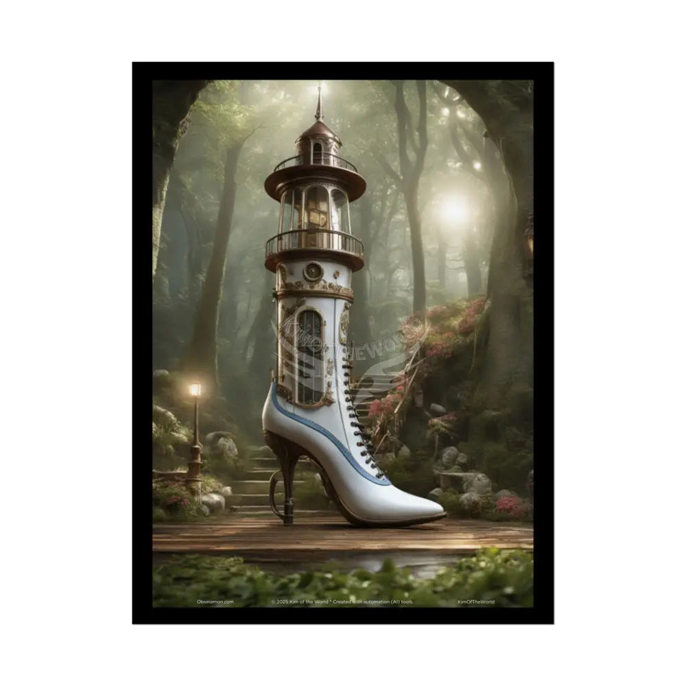 \Gothic Steampunk Lighthouse Boot Riverside Art Print Poster 18″ x 24″ (Vertical) / Semi Glossy Poster