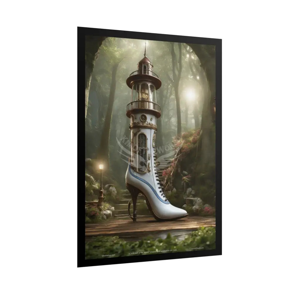 \Gothic Steampunk Lighthouse Boot Riverside Art Print Poster Poster