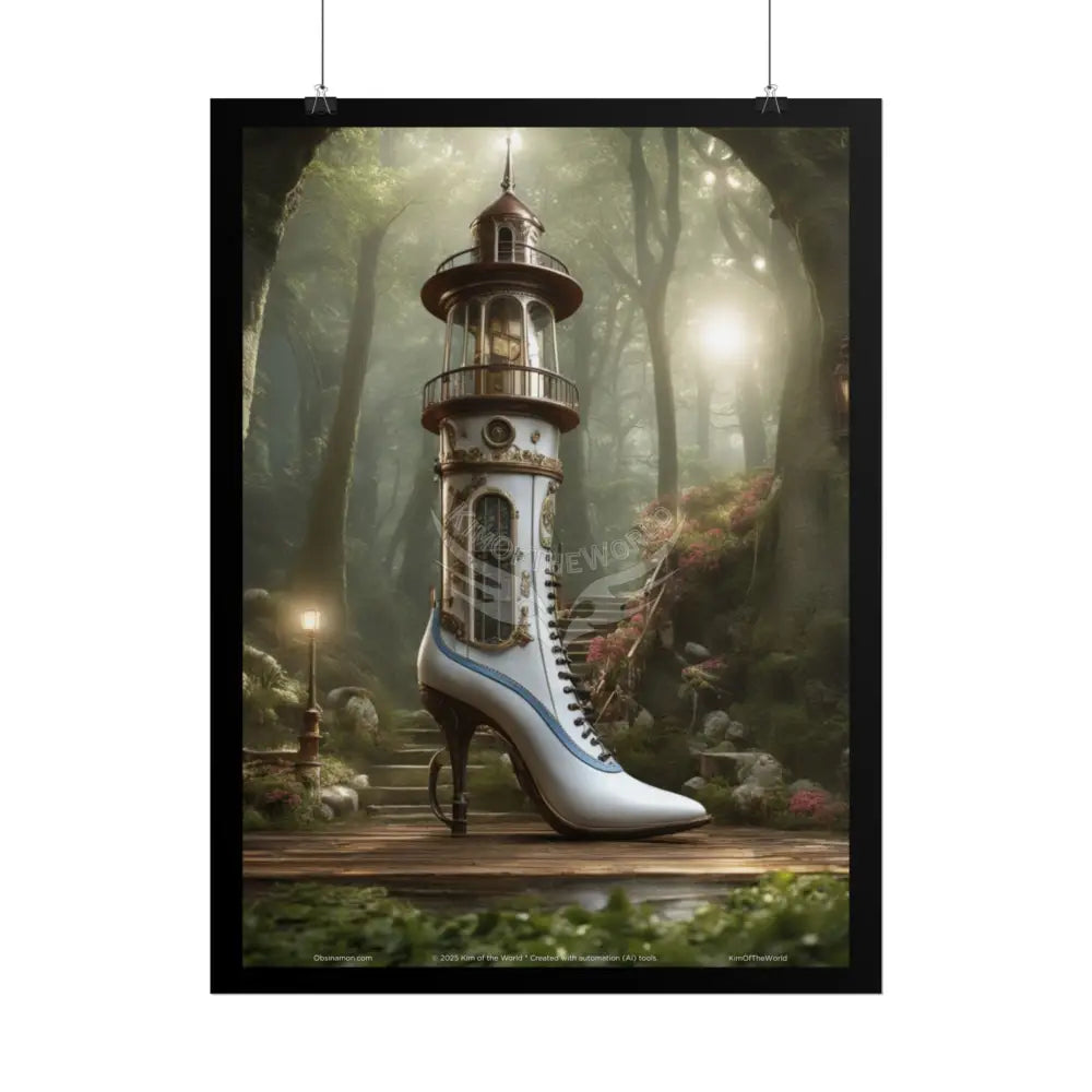 \Gothic Steampunk Lighthouse Boot Riverside Art Print Poster Poster