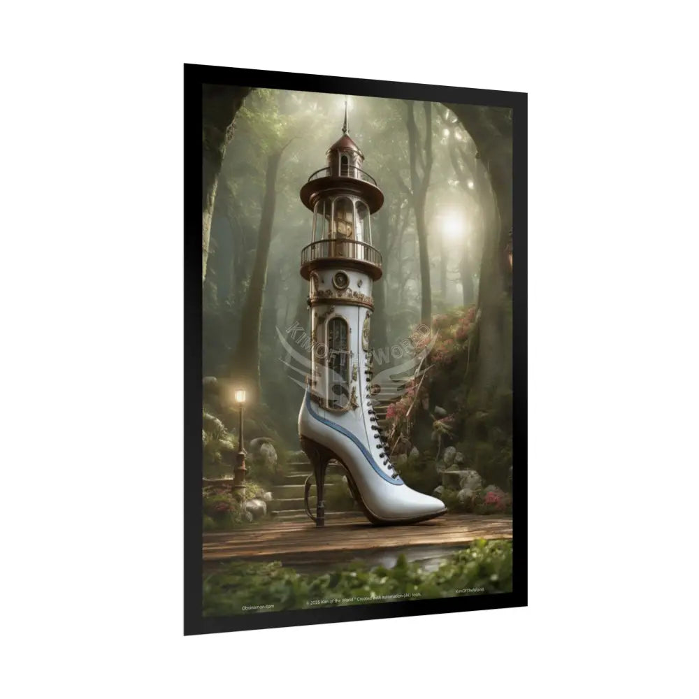 \Gothic Steampunk Lighthouse Boot Riverside Art Print Poster Poster