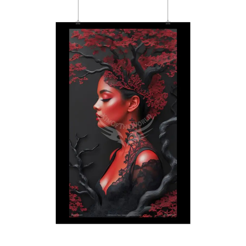 Gothic Tree & Fashion 3D Satin Poster Set — Black & Red Rolled Posters Poster