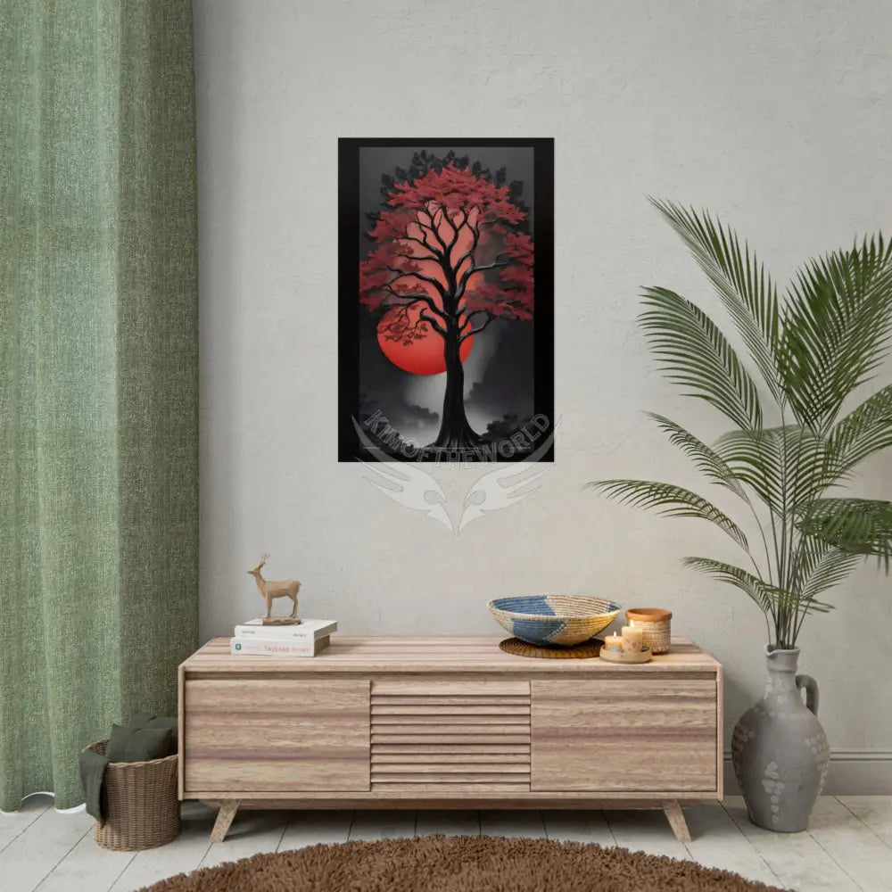 Gothic Tree & Fashion 3D Satin Poster Set — Black & Red Rolled Posters Poster
