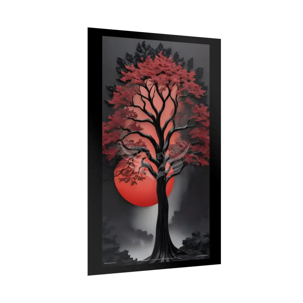 Gothic Tree & Fashion 3D Satin Poster Set — Black & Red Rolled Posters Poster