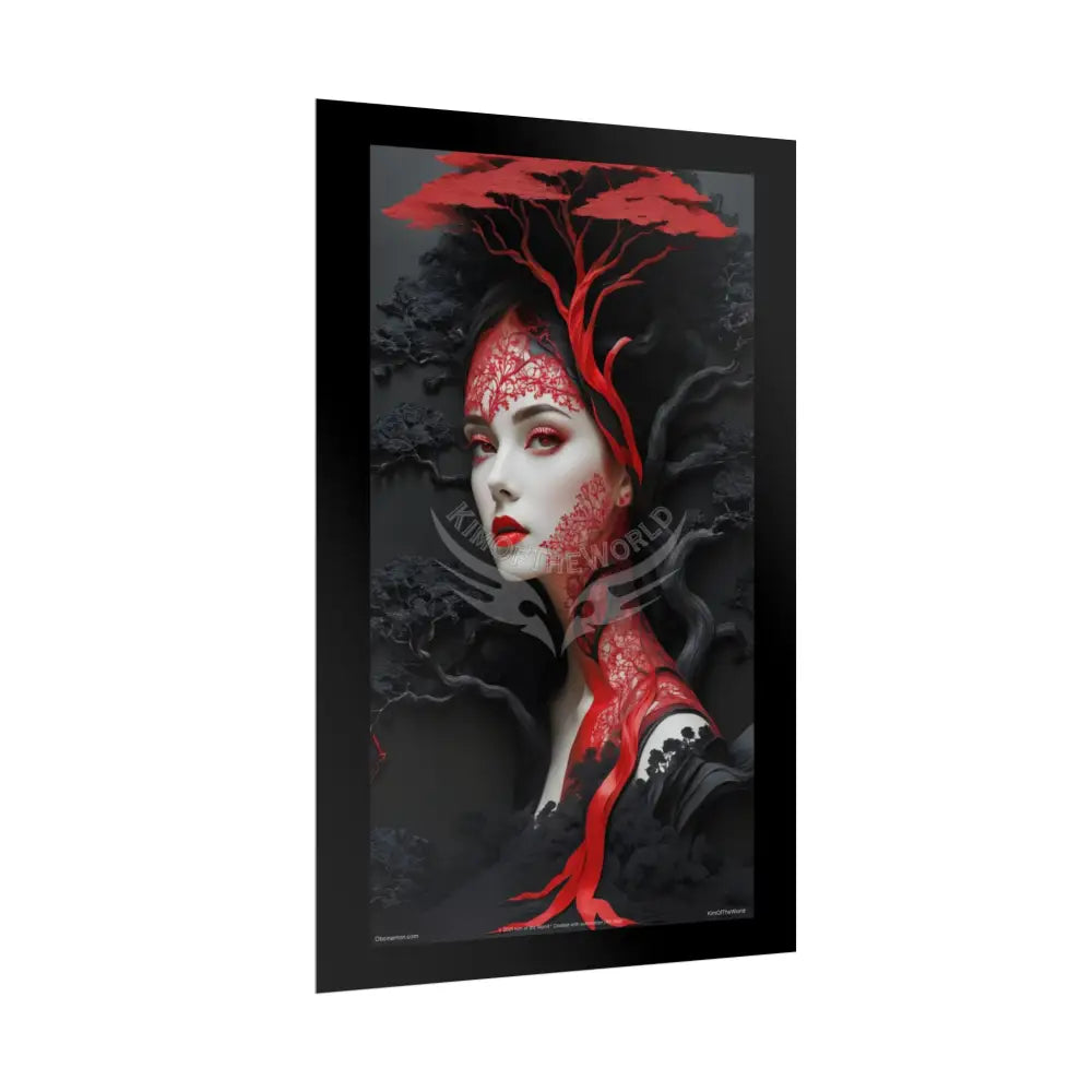 Gothic Tree & Fashion 3D Satin Poster Set — Black & Red Rolled Posters Poster