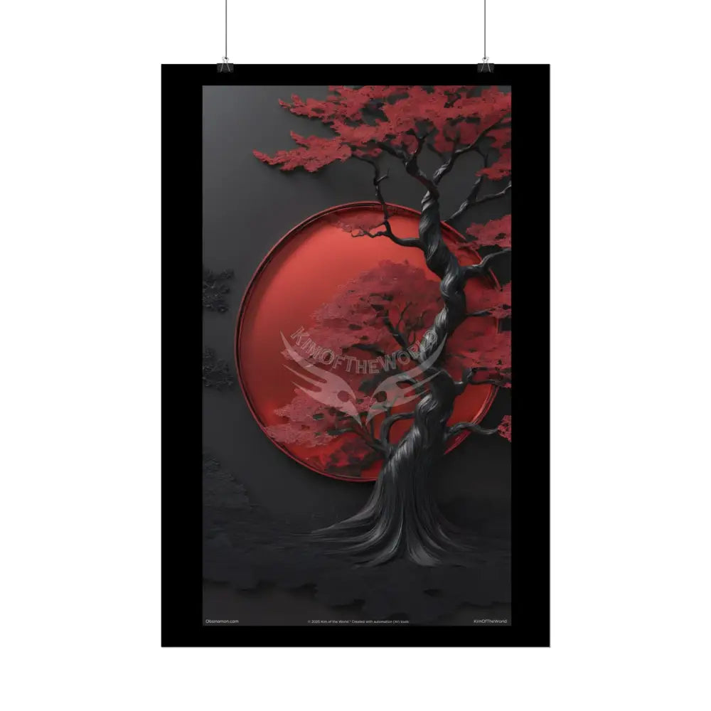 Gothic Tree & Fashion 3D Satin Poster Set — Black & Red Rolled Posters Poster