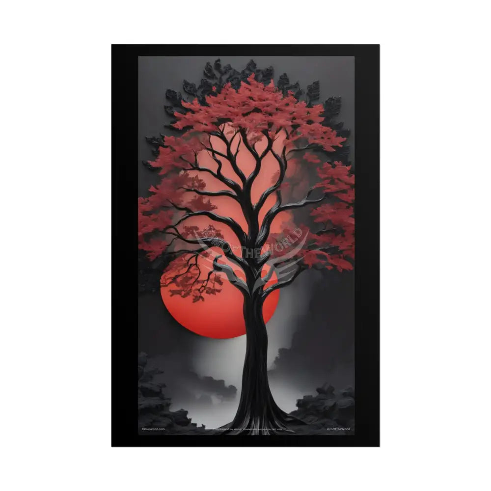Gothic Tree & Fashion 3D Satin Poster Set — Black & Red Rolled Posters 20″ x 30″ (Vertical) / Matte Poster