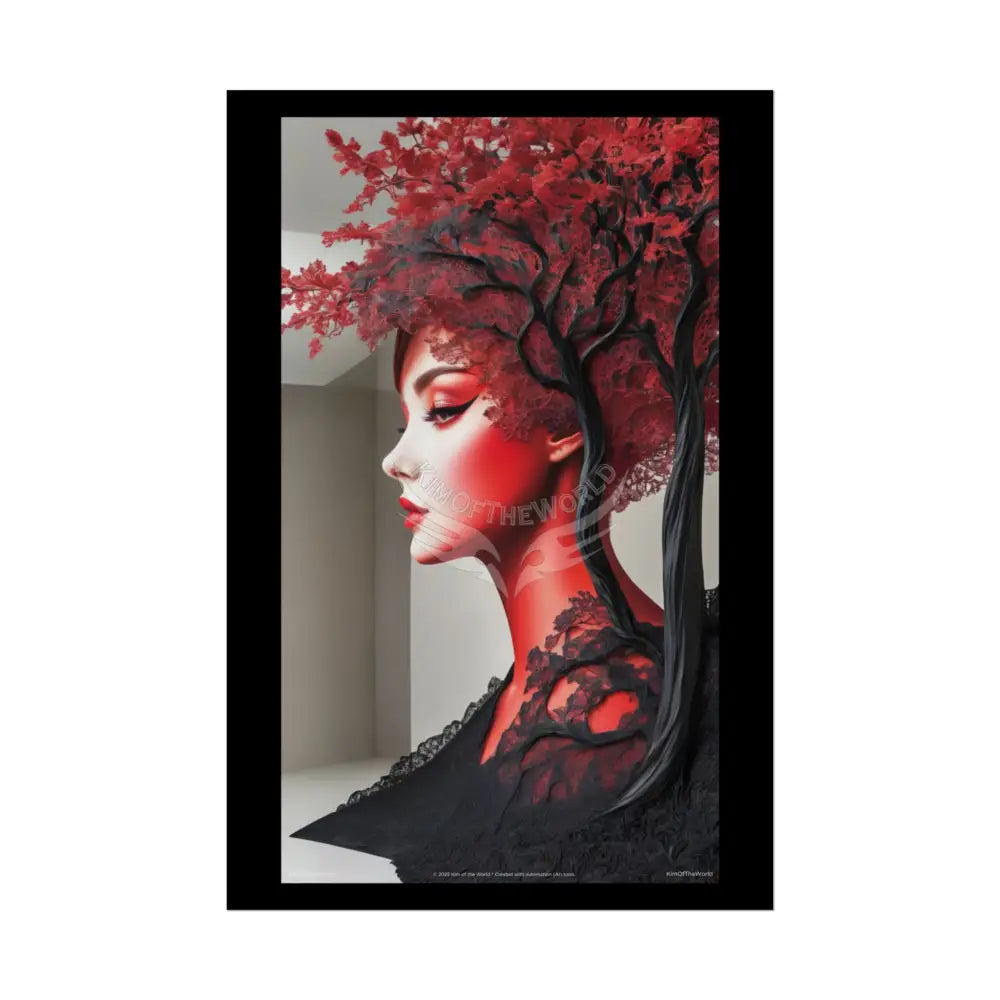 Gothic Tree & Fashion 3D Satin Poster Set — Black & Red Rolled Posters 20″ x 30″ (Vertical) / Semi Glossy Poster