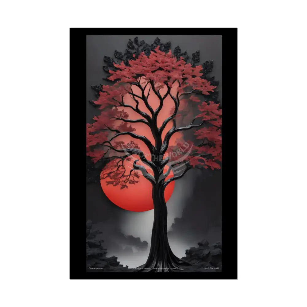 Gothic Tree & Fashion 3D Satin Poster Set — Black & Red Rolled Posters 20″ x 30″ (Vertical) / Semi Glossy Poster