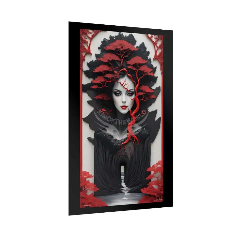 Gothic Tree & Fashion 3D Satin Poster Set — Black & Red Rolled Posters Poster