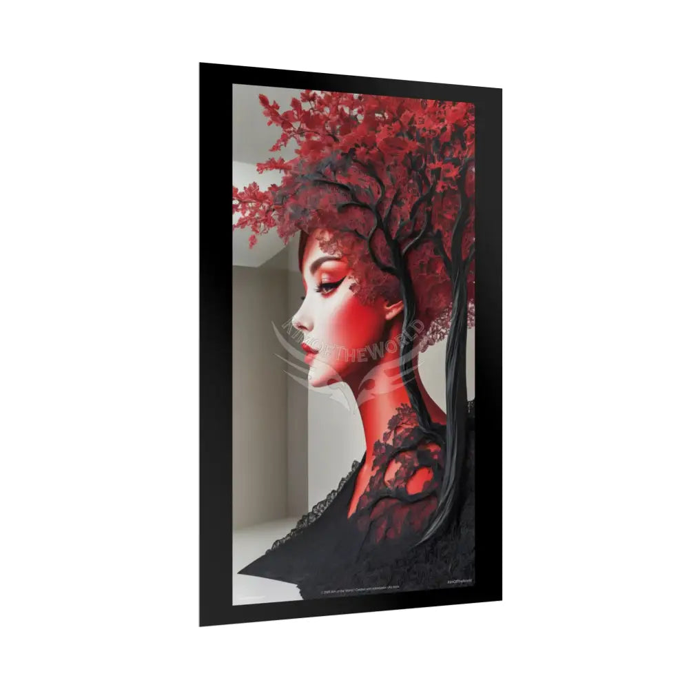 Gothic Tree & Fashion 3D Satin Poster Set — Black & Red Rolled Posters Poster
