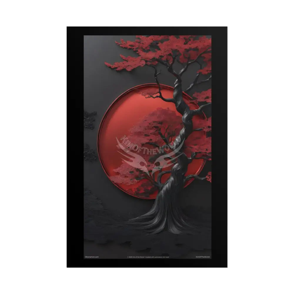 Gothic Tree & Fashion 3D Satin Poster Set — Black & Red Rolled Posters 24’’ x 36’’ (Vertical) / Matte Poster
