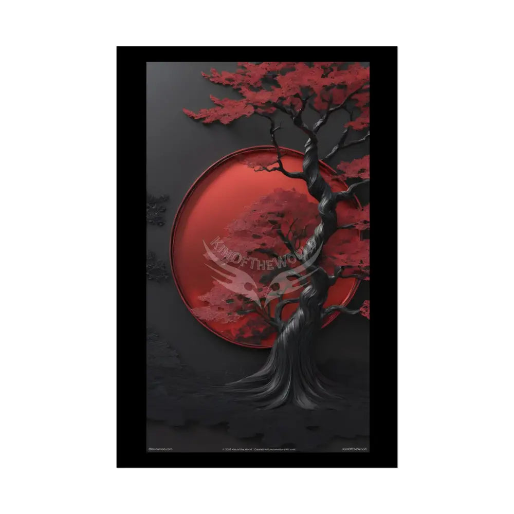 Gothic Tree & Fashion 3D Satin Poster Set — Black & Red Rolled Posters 24’’ x 36’’ (Vertical) / Semi Glossy Poster