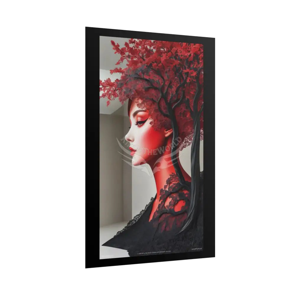Gothic Tree & Fashion 3D Satin Poster Set — Black & Red Rolled Posters Poster