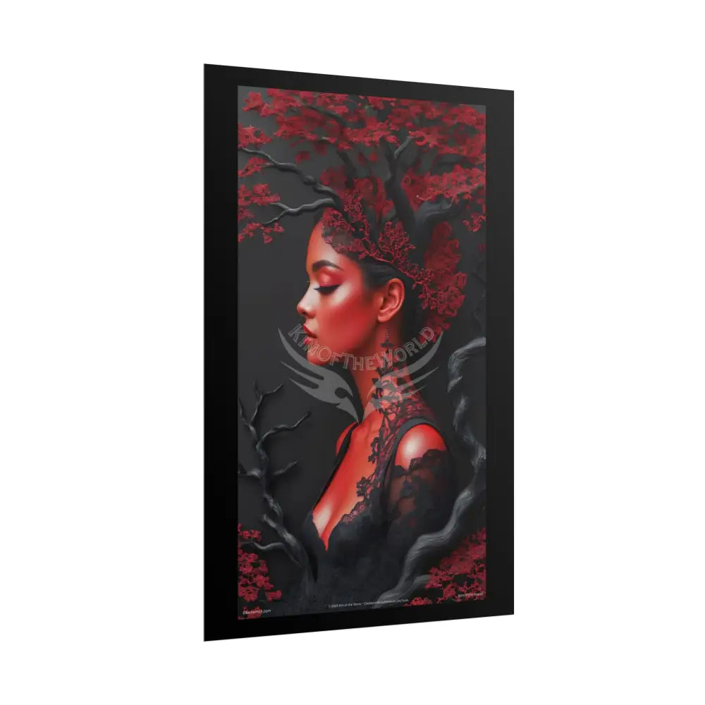 Gothic Tree & Fashion 3D Satin Poster Set — Black & Red Rolled Posters Poster