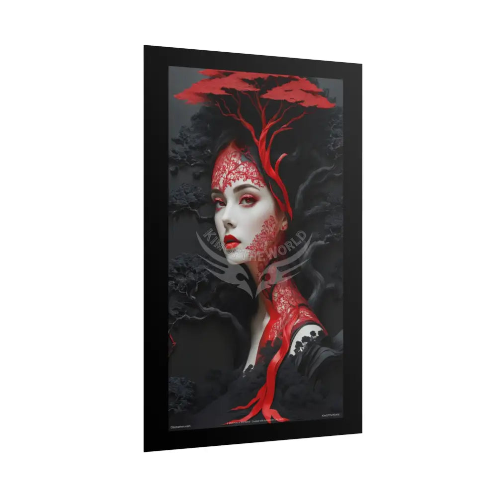 Gothic Tree & Fashion 3D Satin Poster Set — Black & Red Rolled Posters Poster