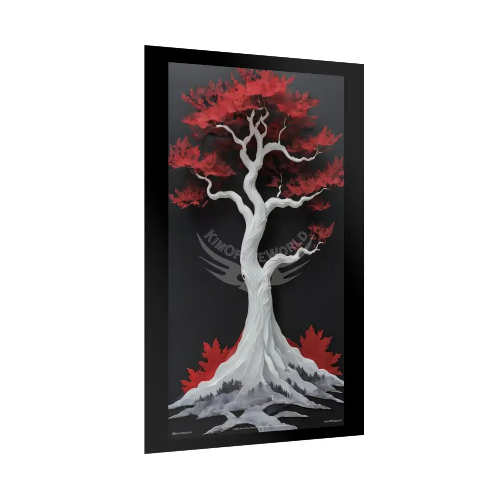 Gothic Tree & Fashion 3D Satin Poster Set — Black & Red Rolled Posters Poster
