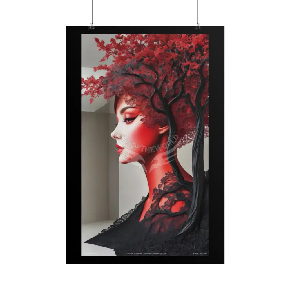 Gothic Tree & Fashion 3D Satin Poster Set — Black & Red Rolled Posters Poster