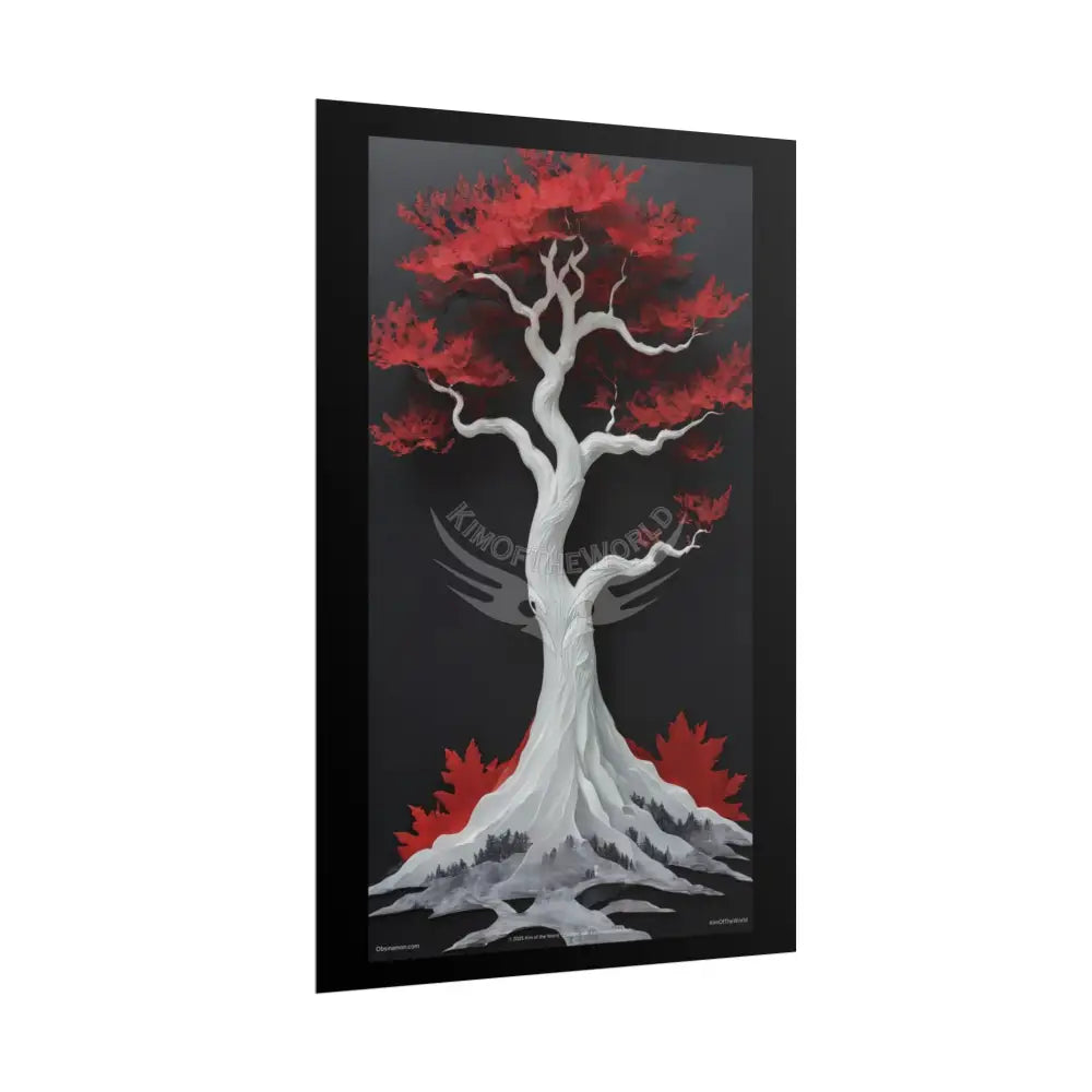 Gothic Tree & Fashion 3D Satin Poster Set — Black & Red Rolled Posters Poster