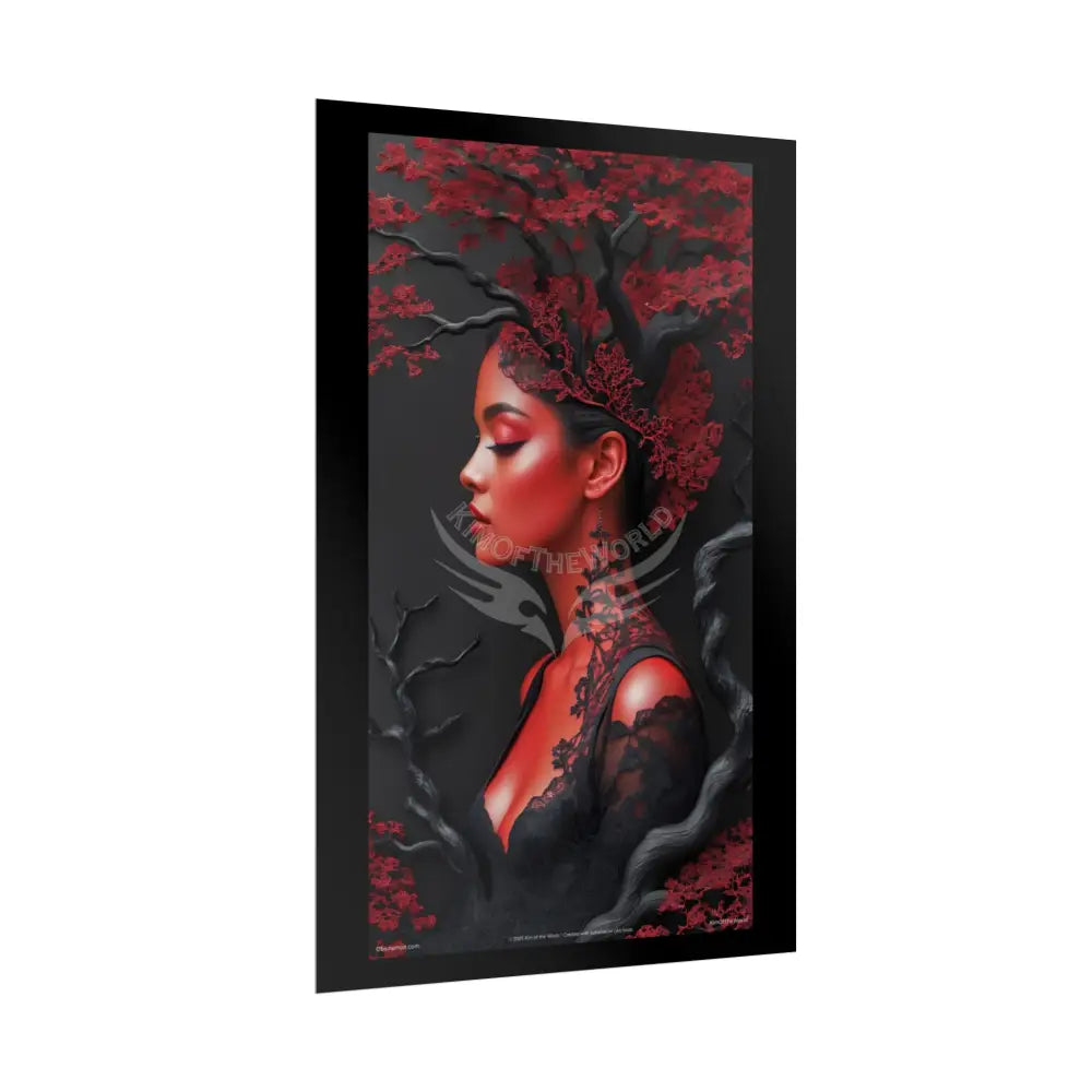 Gothic Tree & Fashion 3D Satin Poster Set — Black & Red Rolled Posters Poster