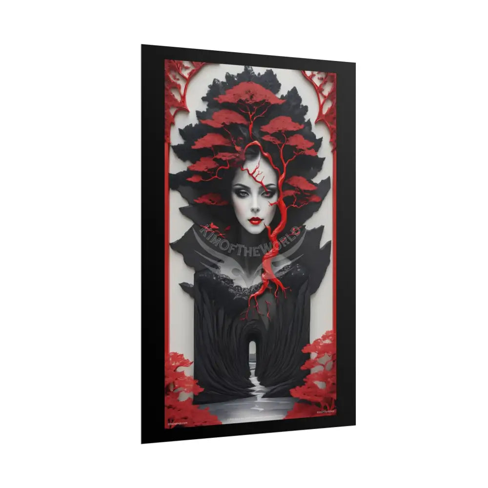 Gothic Tree & Fashion 3D Satin Poster Set — Black & Red Rolled Posters Poster