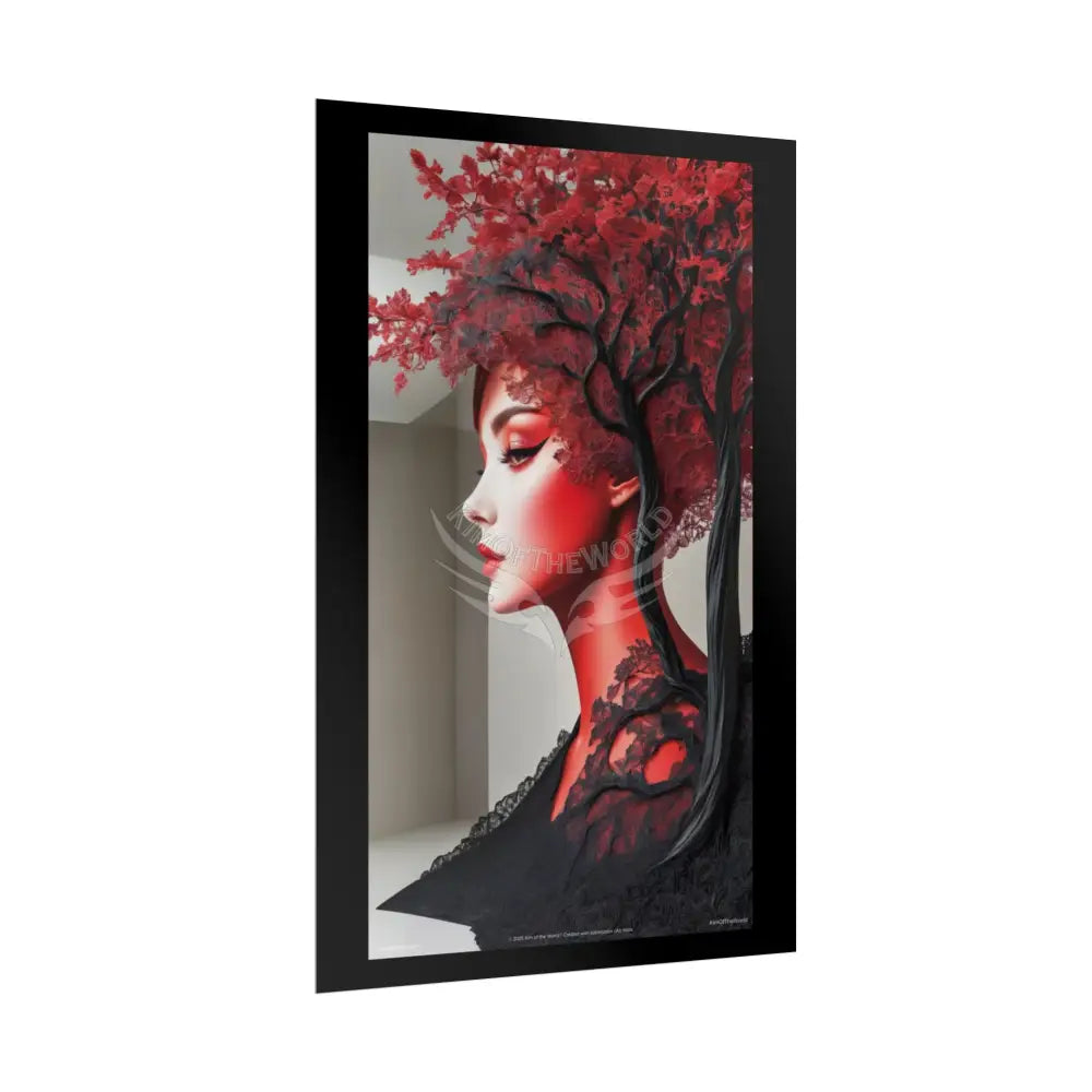 Gothic Tree & Fashion 3D Satin Poster Set — Black & Red Rolled Posters Poster