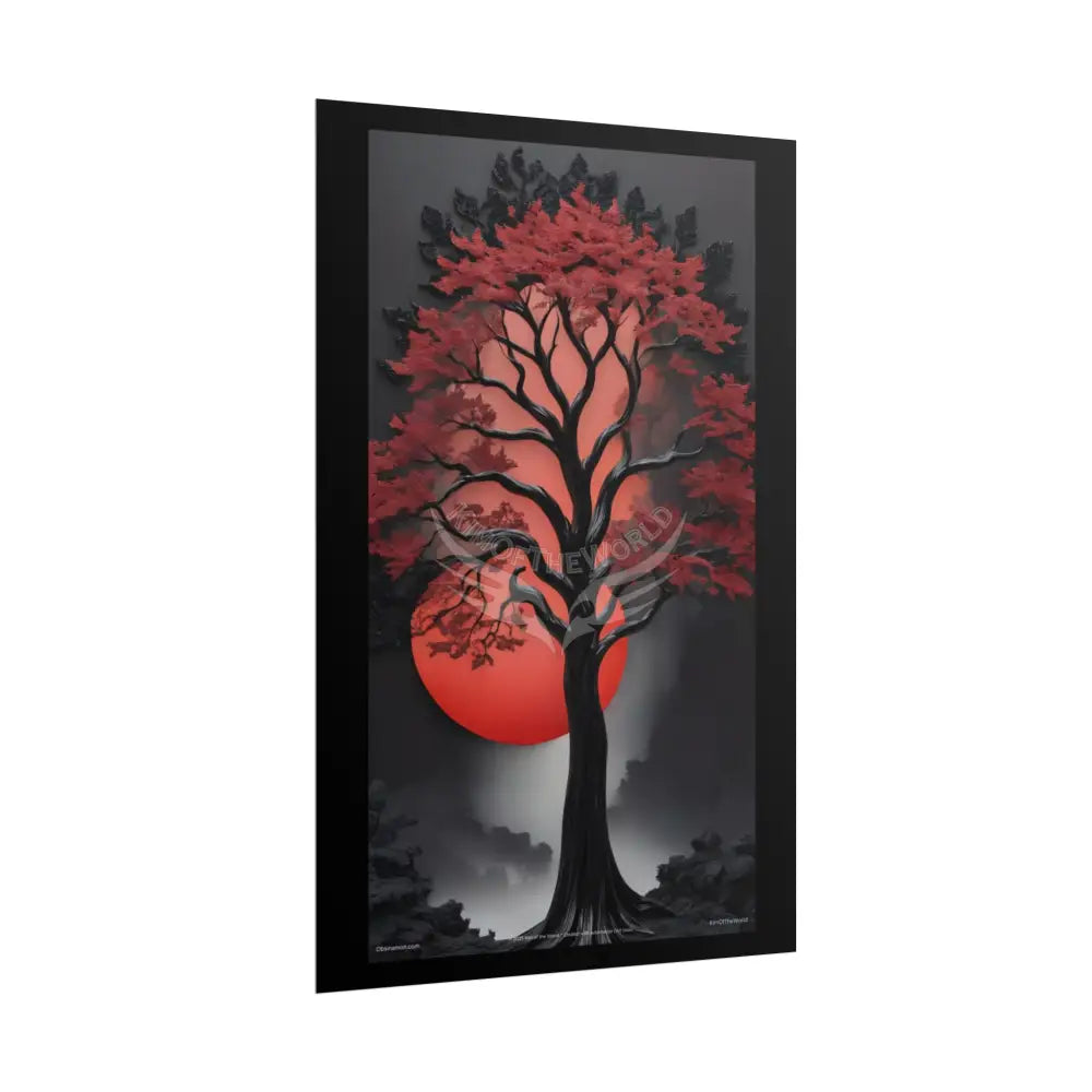 Gothic Tree & Fashion 3D Satin Poster Set — Black & Red Rolled Posters Poster