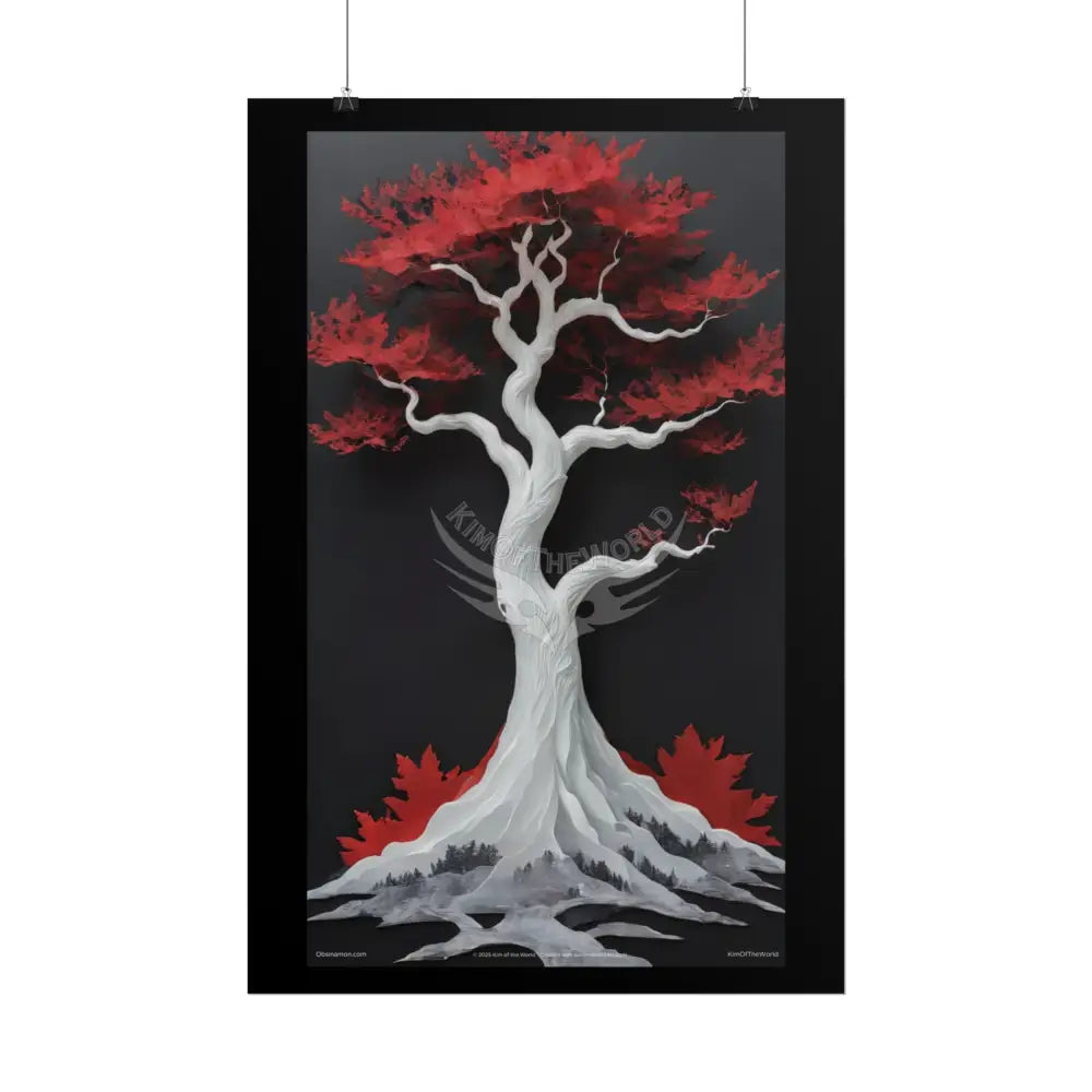 Gothic Tree & Fashion 3D Satin Poster Set — Black & Red Rolled Posters Poster